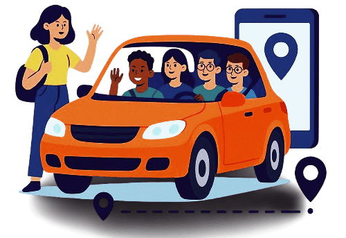 People carpooling together